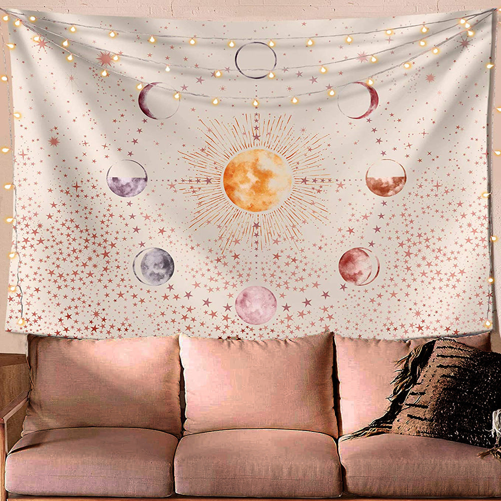 Beach Covered With Printed Planet Tapestry Tapestries
