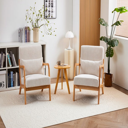Mid-Century Modern Armchair Upholstered With Pillows And Solid Wood Frame