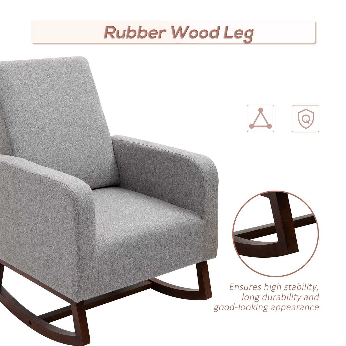 Accent Lounge Rocking Chair with Solid Curved Base and Padded Seat