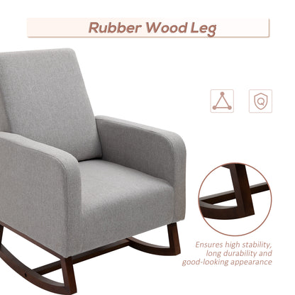 Accent Lounge Rocking Chair with Solid Curved Base and Padded Seat