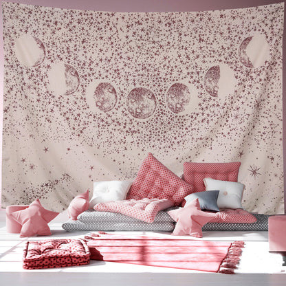 Beach Covered With Printed  Planet Tapestry Tapestries