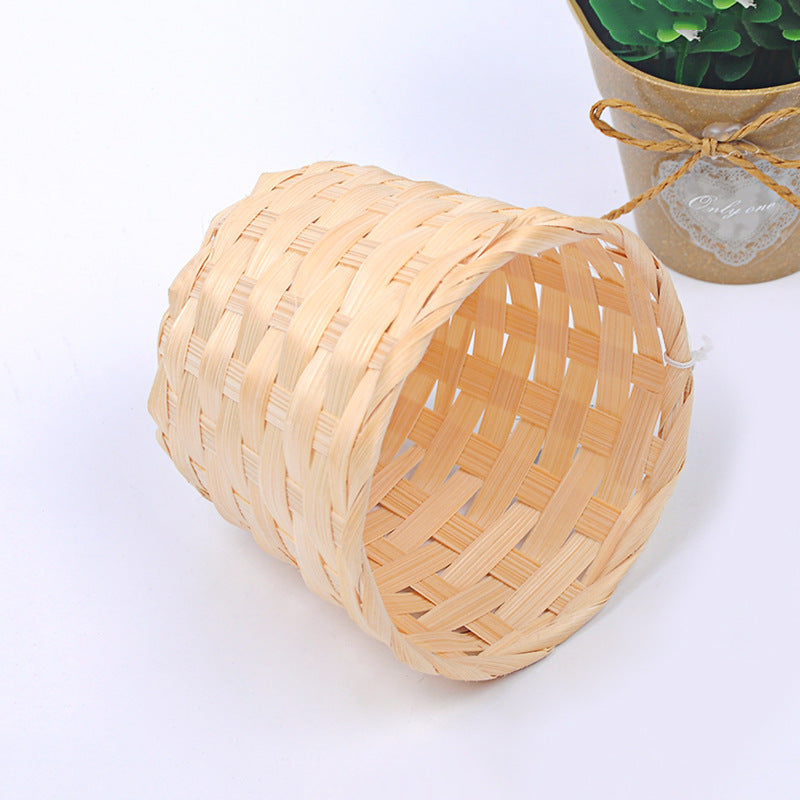 Bamboo Storage Baskets Straw Patchwork Handmade Laundry Wicker Rattan Seagrass Belly Garden Flower Kitchen Storage Basket 1PC