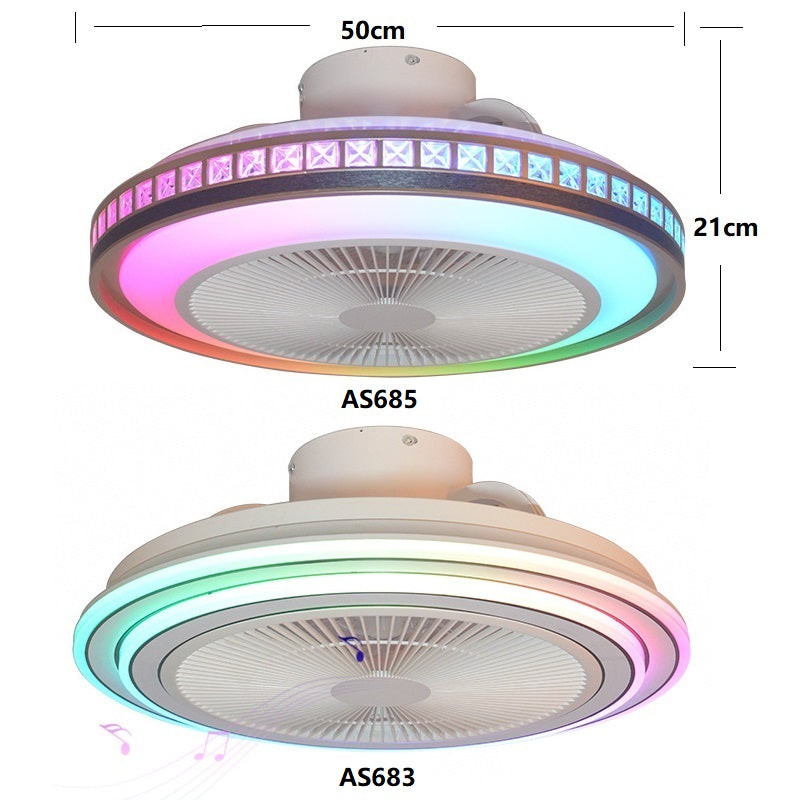Household Bedroom Dining Room LED Light Intelligent APP Bluetooth Music Intelligent Fan