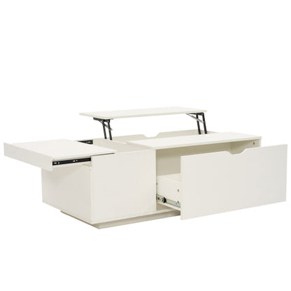 Lift Up Coffee Table, Coffee Table With Drawer, Wooden Tea Tables Sofa End Tables For Living Room Furniture , White