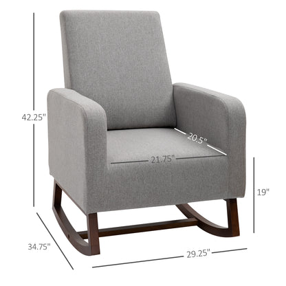 Accent Lounge Rocking Chair with Solid Curved Base and Padded Seat