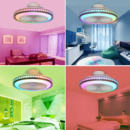 Household Bedroom Dining Room LED Light Intelligent APP Bluetooth Music Intelligent Fan