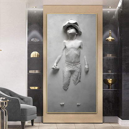 Abstract Boy Sculpture Canvas Painting Home Decorate