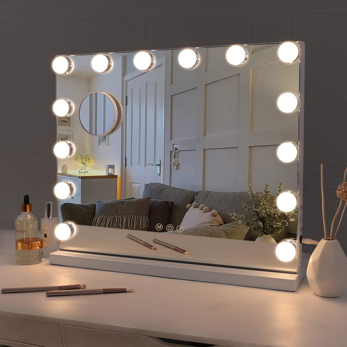 Tabletop Vanity Mirror With Built-in Light Bulb