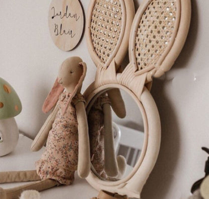 Round Vintage Rattan Korean Handmade Makeup Mirror