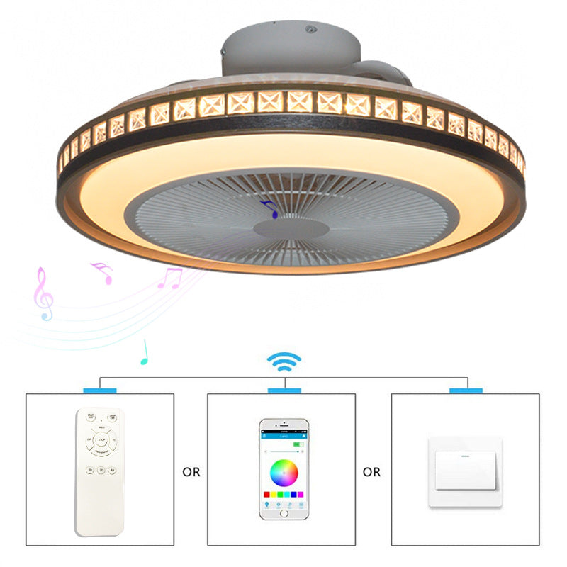 Household Bedroom Dining Room LED Light Intelligent APP Bluetooth Music Intelligent Fan