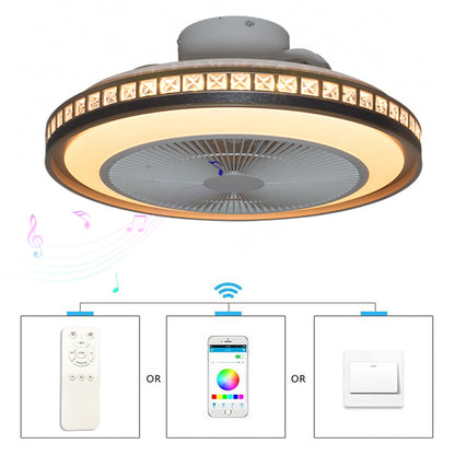 Household Bedroom Dining Room LED Light Intelligent APP Bluetooth Music Intelligent Fan