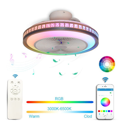 Household Bedroom Dining Room LED Light Intelligent APP Bluetooth Music Intelligent Fan