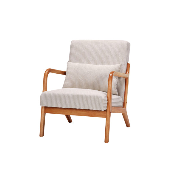 Mid-Century Modern Armchair Upholstered With Pillows And Solid Wood Frame