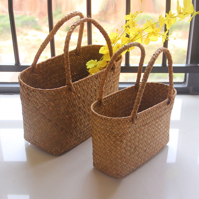 New Seagrass Woven Basket Floral Plant Tote